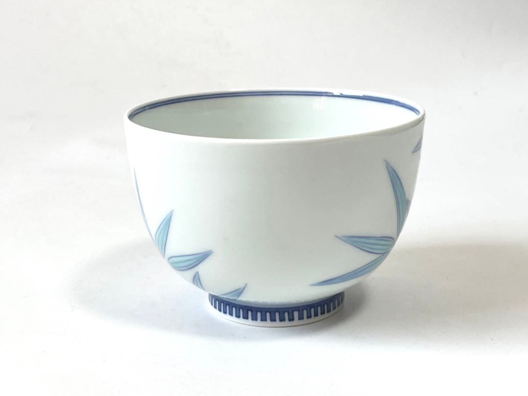 陶芸家　作家物　阪井茂治　色鍋島　笹文　茶碗　鍋島焼　今右衛門　抹茶碗　共箱