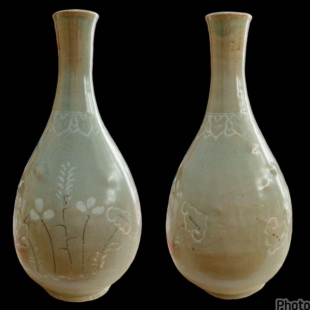 高麗時代　青磁花瓶　朝鮮 韓国 高麗　花器 骨董美術品 古美術 時代品 古玩