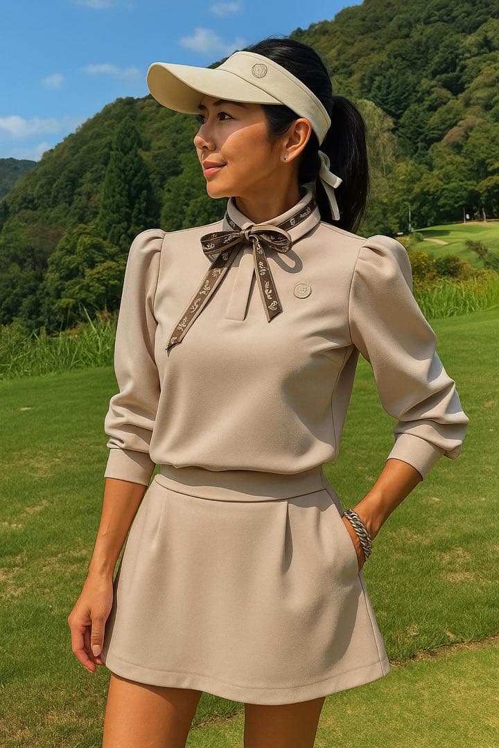 レディースゴルフウェアセットアップ　Lサイズ ベージュ
