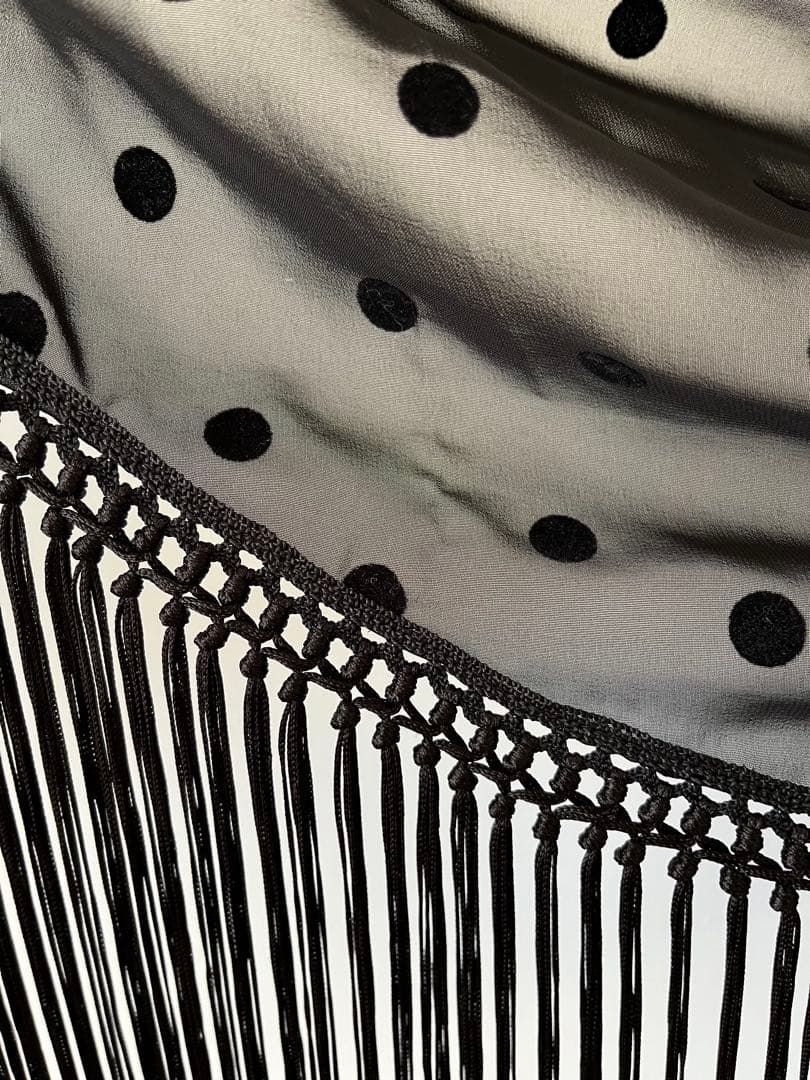 フラメンコ　マントンシージョ　ブラックジョーゼットxミニドット