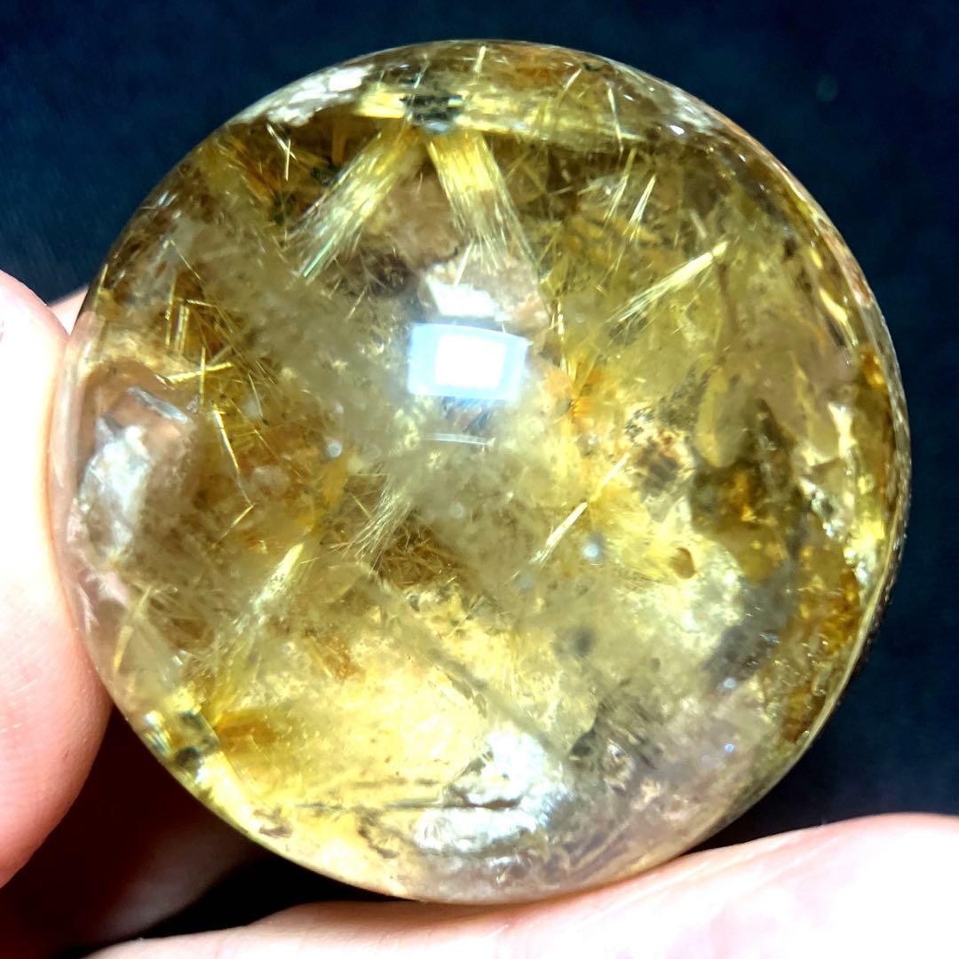 42mm ゴールドルチルクォーツ　丸玉　スフィア　金針水晶