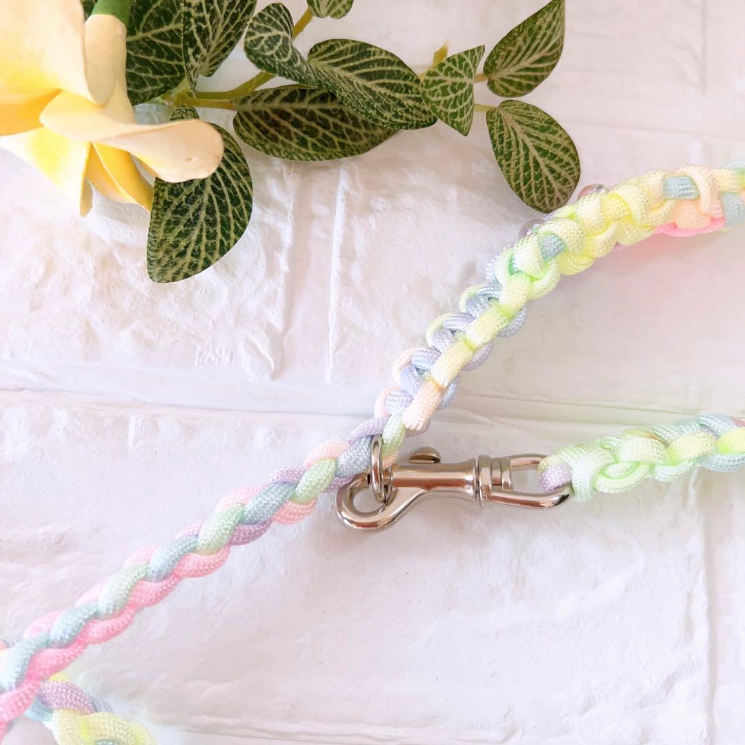 パラコードリード　ハーフチョーク　パステルレインボー　No.0176