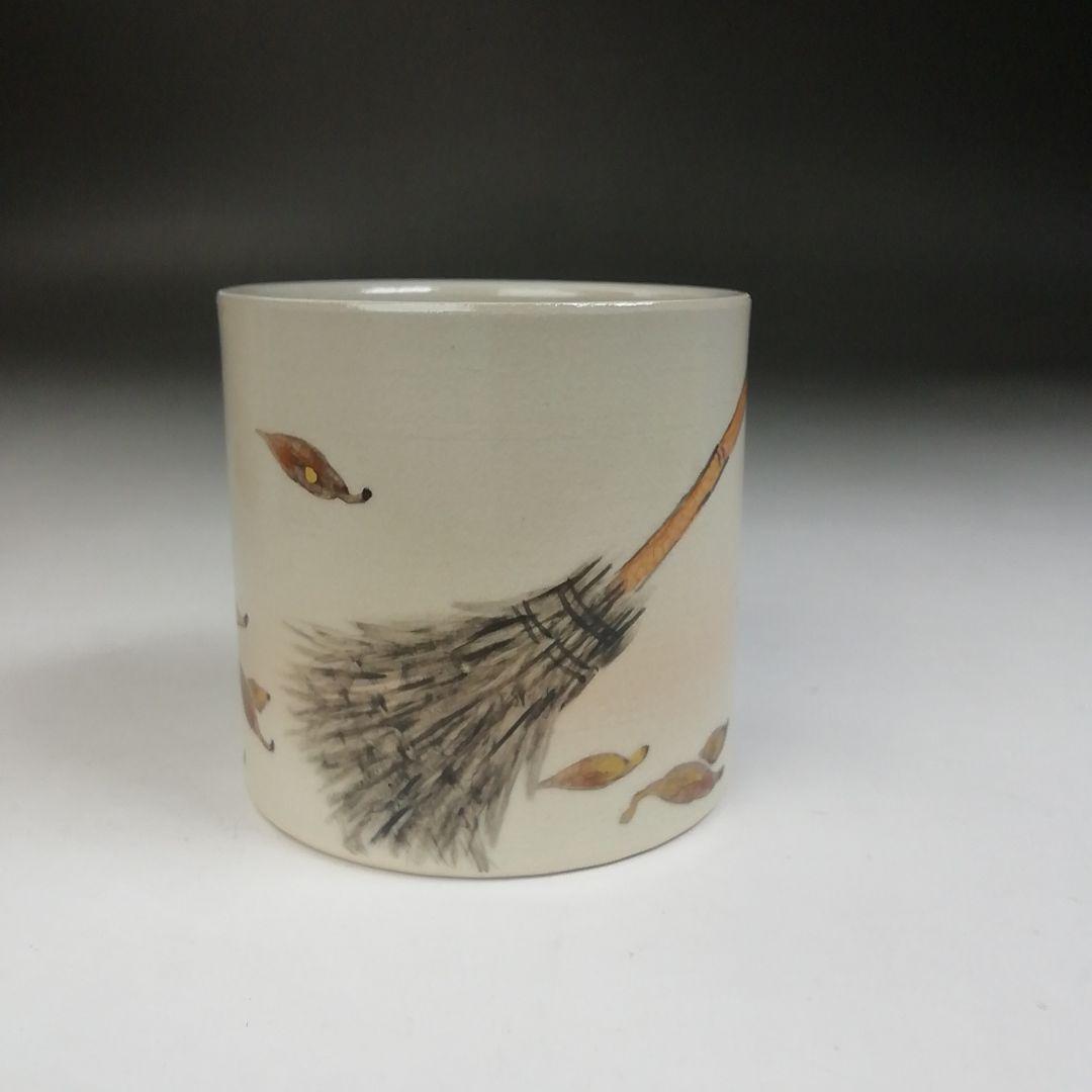 Ｔ９３９　蓋置　『ほうき』『木村山花 作』　共箱　茶道具