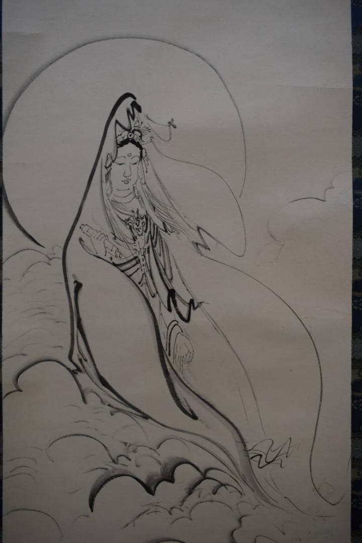 不詳/作者不詳/雲上観音図/人物/布袋屋掛軸HJ-890