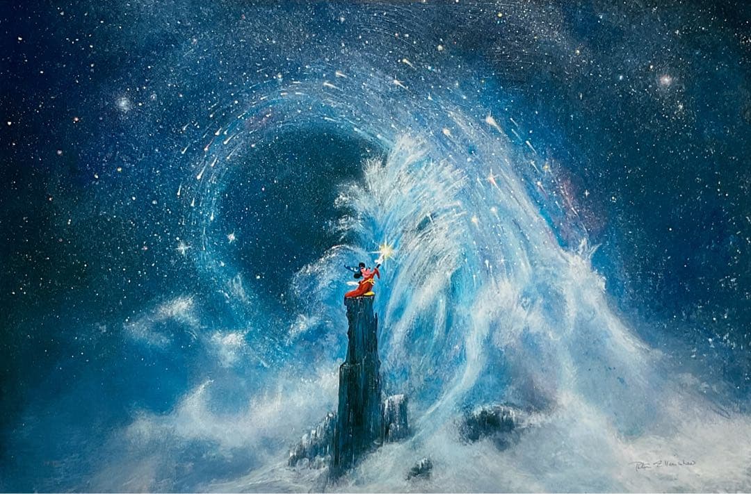 ピーター・エレンショー直筆サイン入り　ファンタジアミッキー版画　証明書付