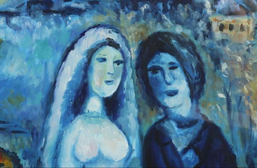 【値下げ交渉可】マルク・シャガール 人物画 複製画 油彩 名画 額装