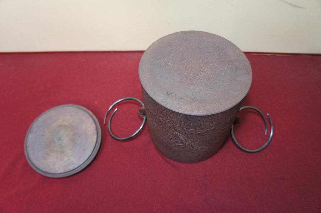 専用☆ 国宝 敬典作 雲竜釜 雲龍釜 皆口筒釜 釜鐶 桐箱 紙箱 送料込み