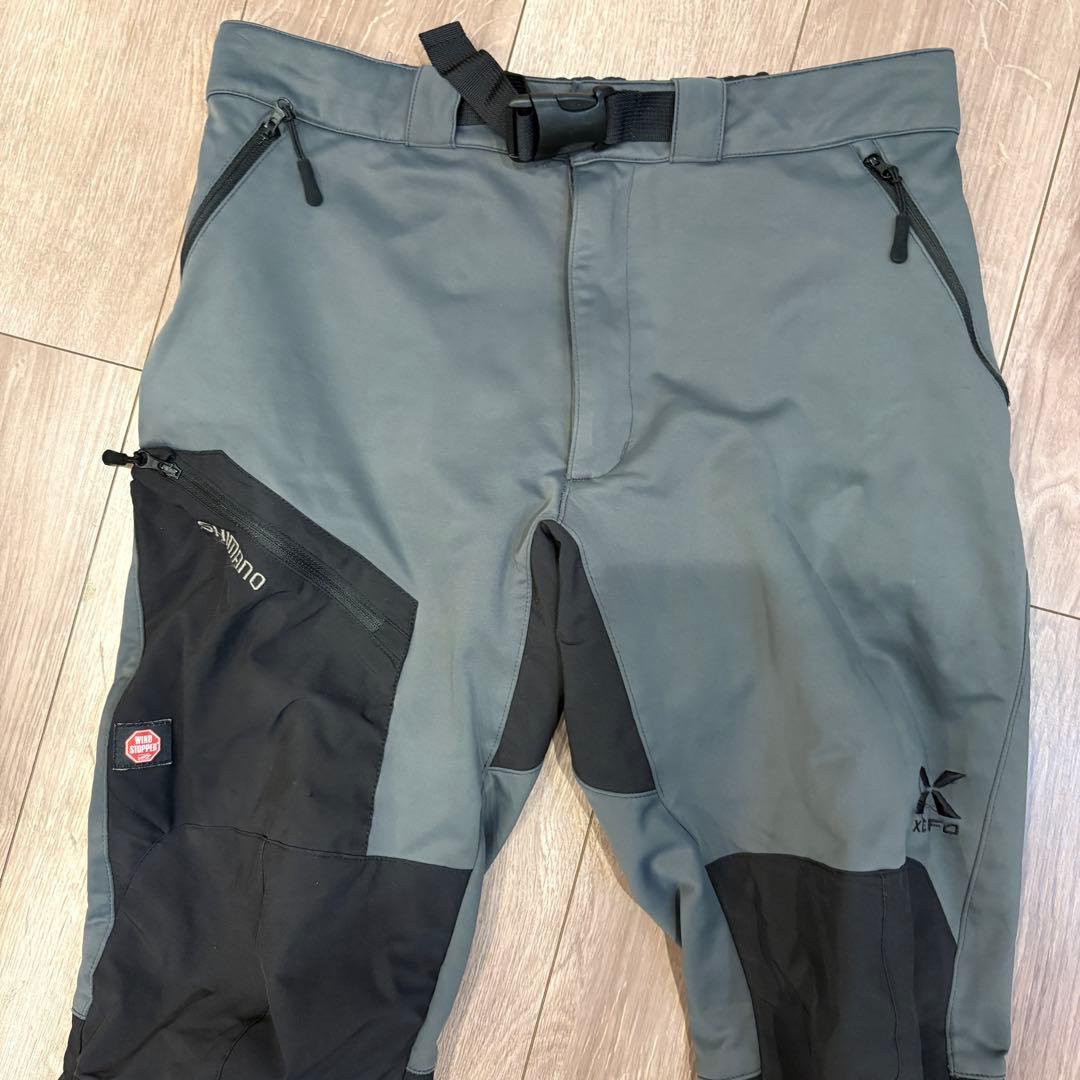 シマノ　xefo ウインドストッパーパンツ　裏起毛　グレー&ブラック　防寒