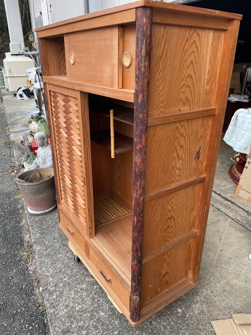 伝統工芸 茶道具　置水屋　水屋箪笥　網代引戸　茶箪笥