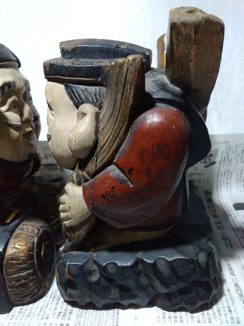 ♪大きな恵比寿大黒　彩色　いたみがあります。