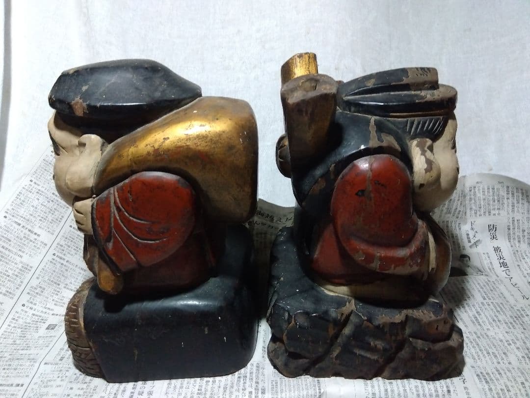 ♪大きな恵比寿大黒　彩色　いたみがあります。