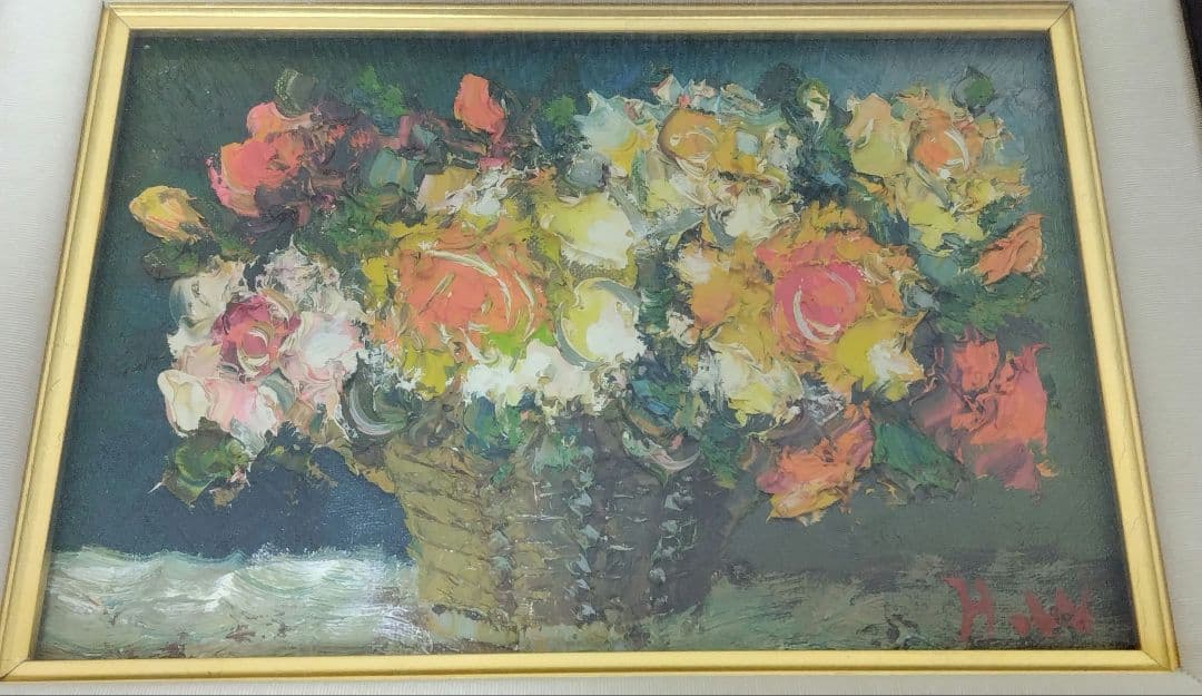 値下げ！絵画　油絵　渡部ひでき　薔薇