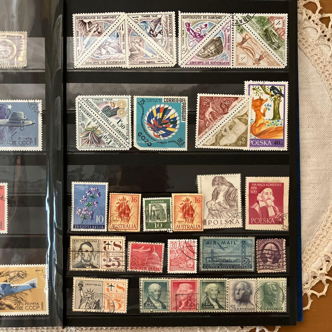 日本、世界の古切手コレクション　古いハガキ３枚　戦前　切手アルバム