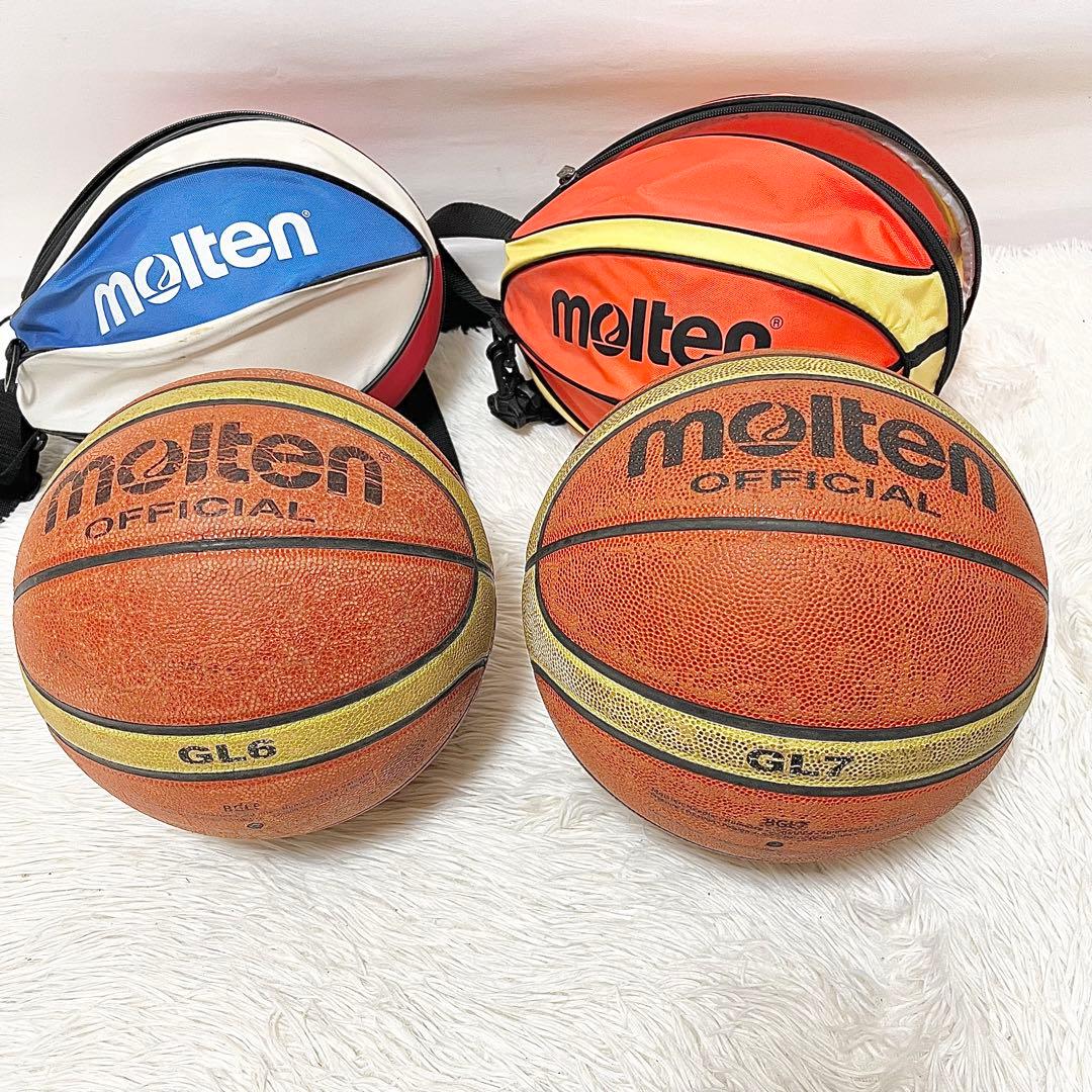 molten GL7 GL6 天然皮革 FIBA公認 JBA検定わ2球 カバー付