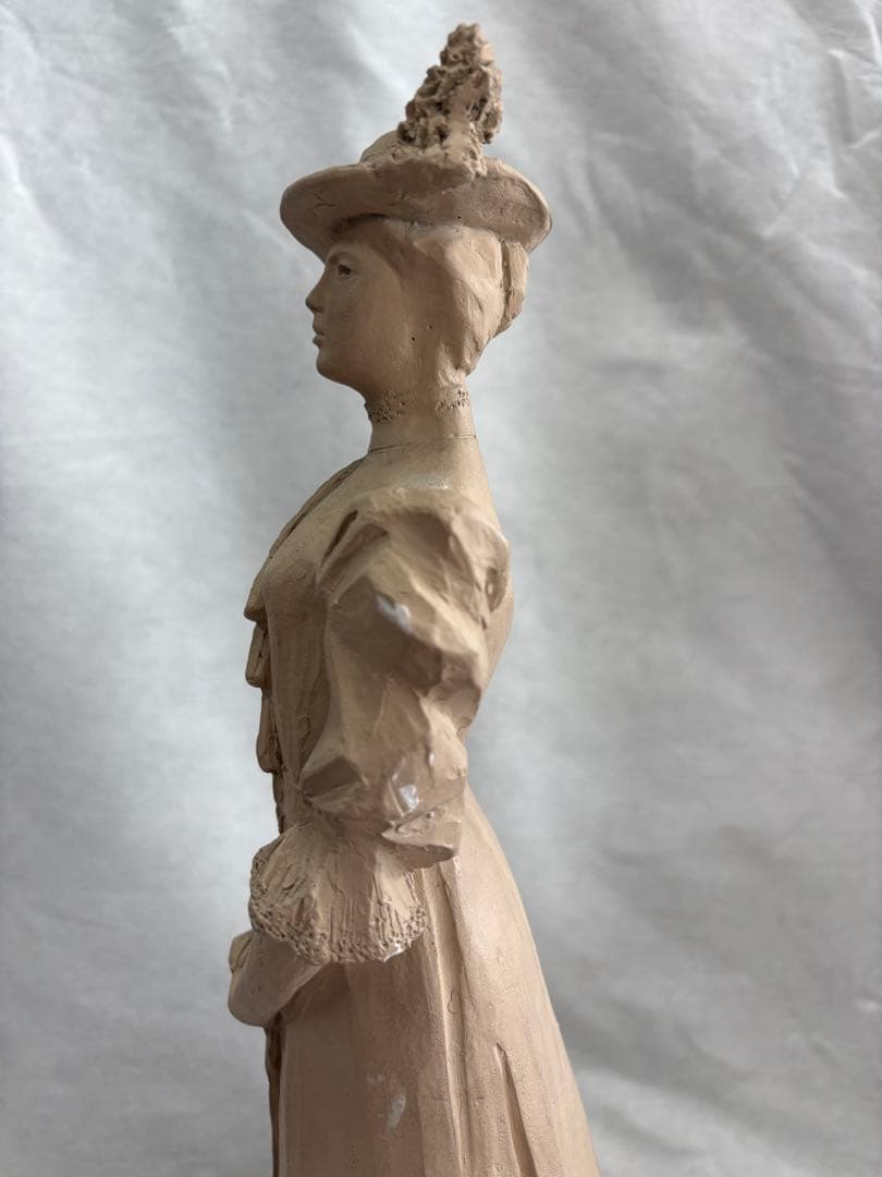 ビクトリア朝 女性像 陶器 傘付き 約30cm