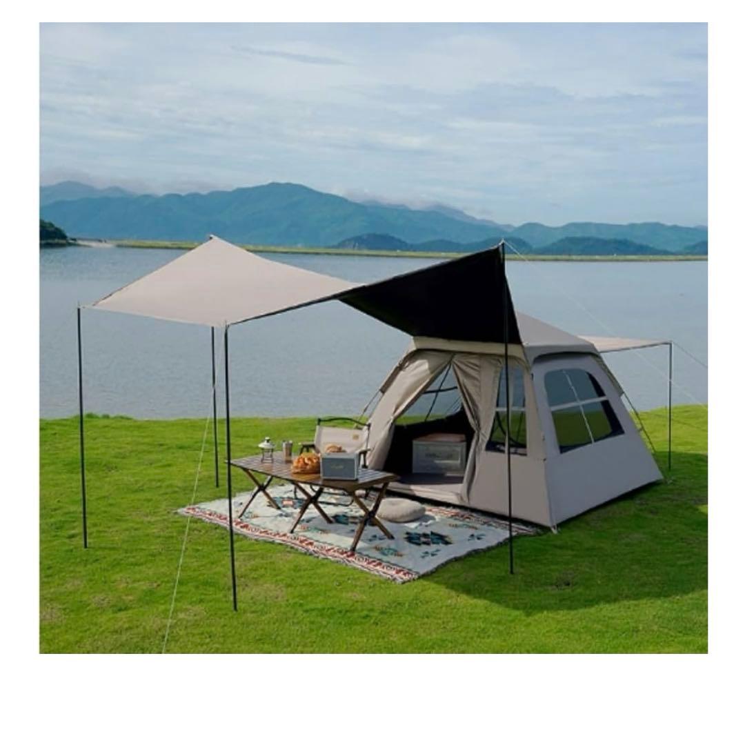 茶色 グレージュ 3-4人用 テント 210cm x 210cm