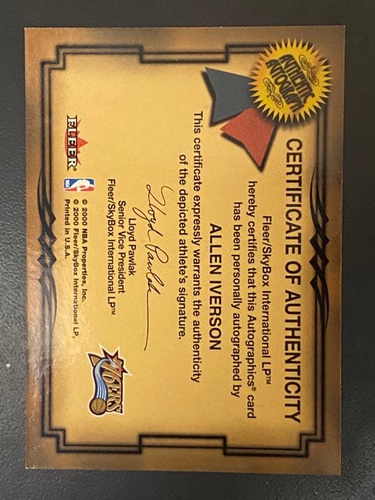 その他 2000 Fleer Allen Iverson Autographics