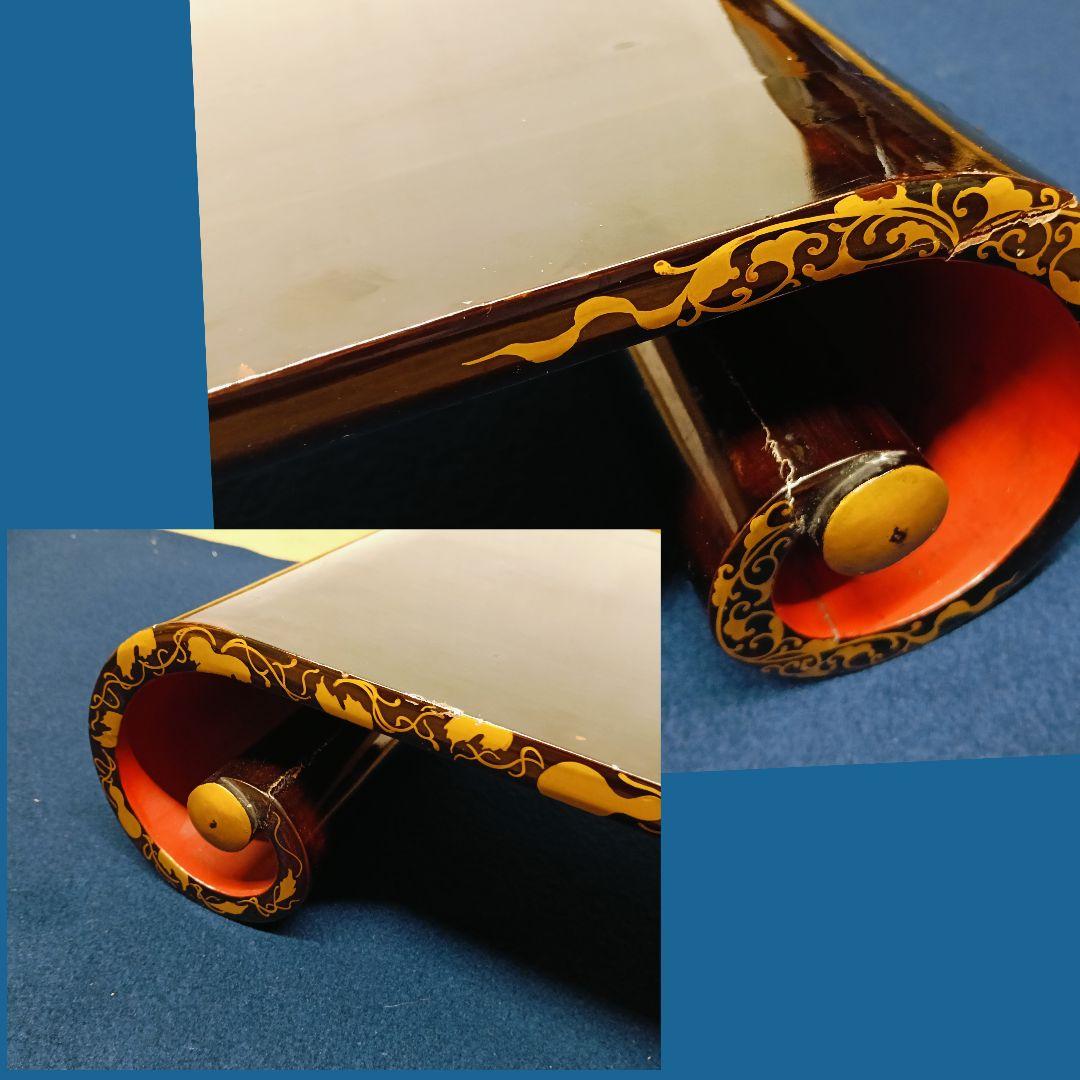 AL43 輪島塗 時代物 巻卓巻足 花台 香炉台 盆栽台 絵違え 木箱入