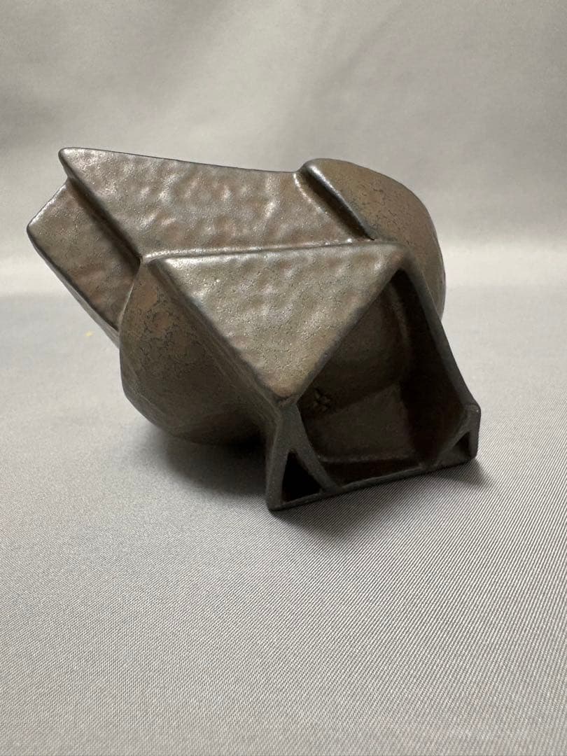 【値下】山下幾太郎　鉄黒プラチナ彩幾何ぐい呑