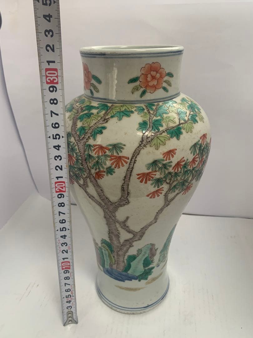 中国美術　清時代　五彩人物大壺　送料込み