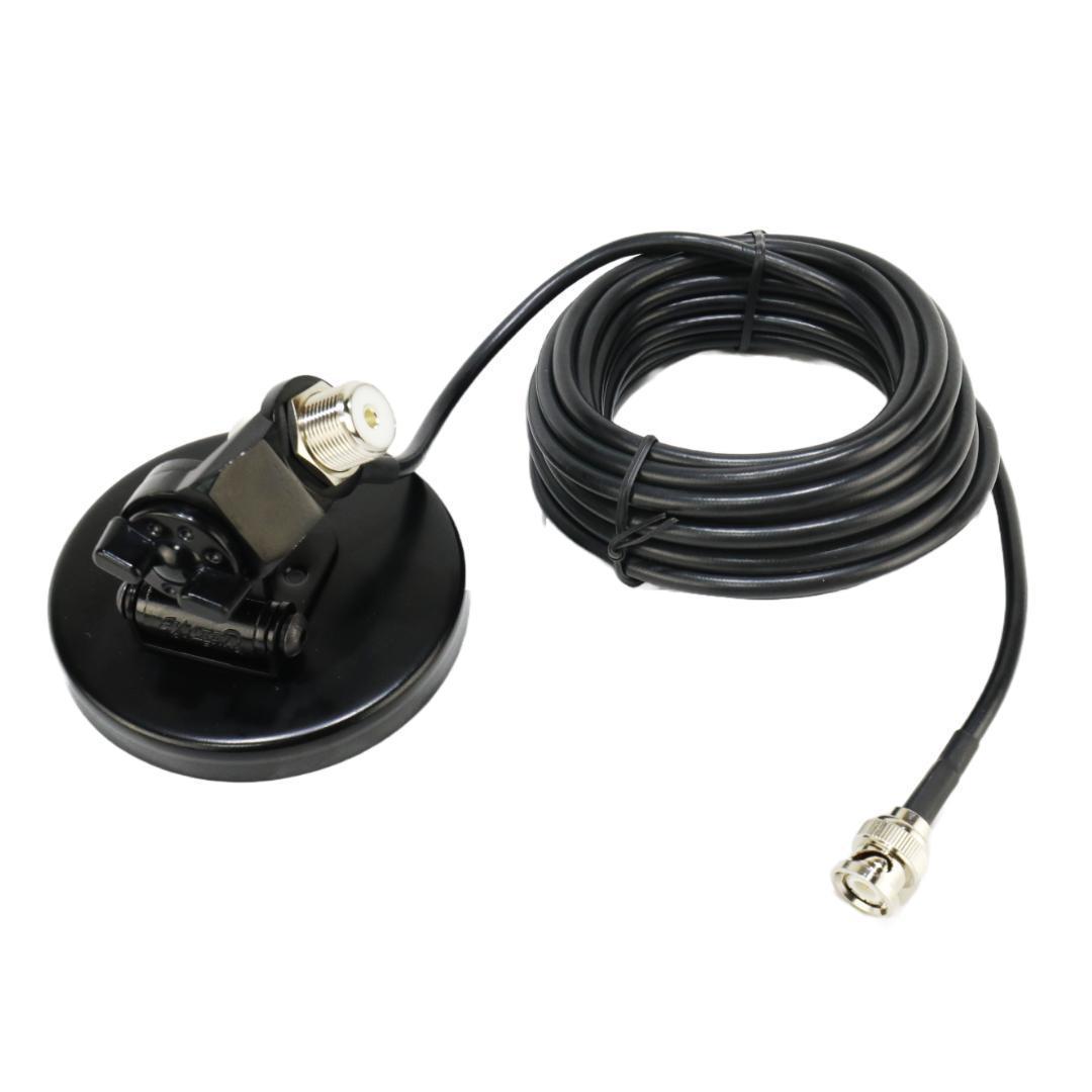 ２set　55㎝アンテナ(黒）+２軸可動マグネット基台+同軸ケーブル5m　BNC