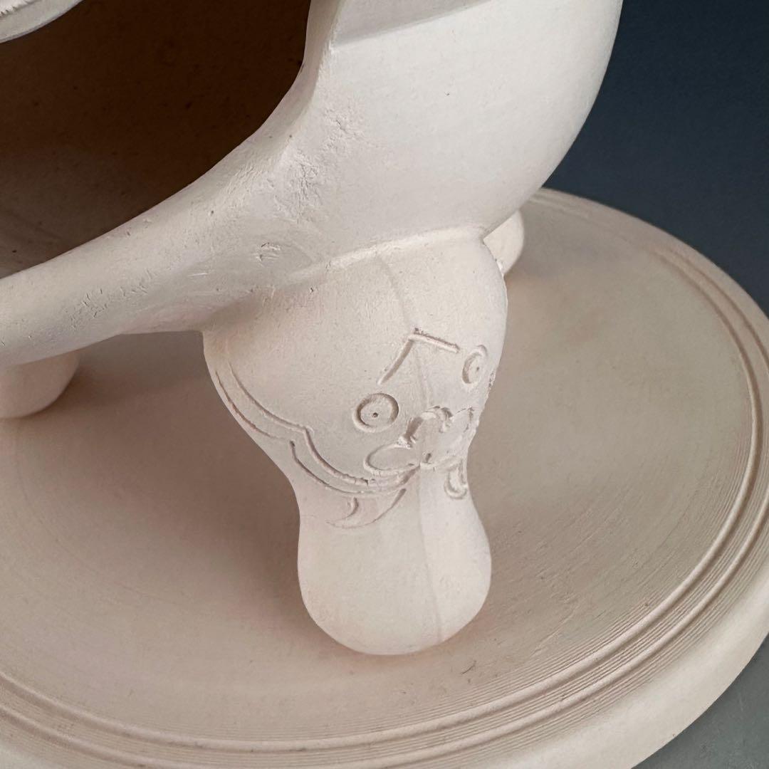 煎茶道具　白泥　木米写　鬼面　涼炉　平安　妙見窯　共箱　台付　湯沸かし　煎茶器