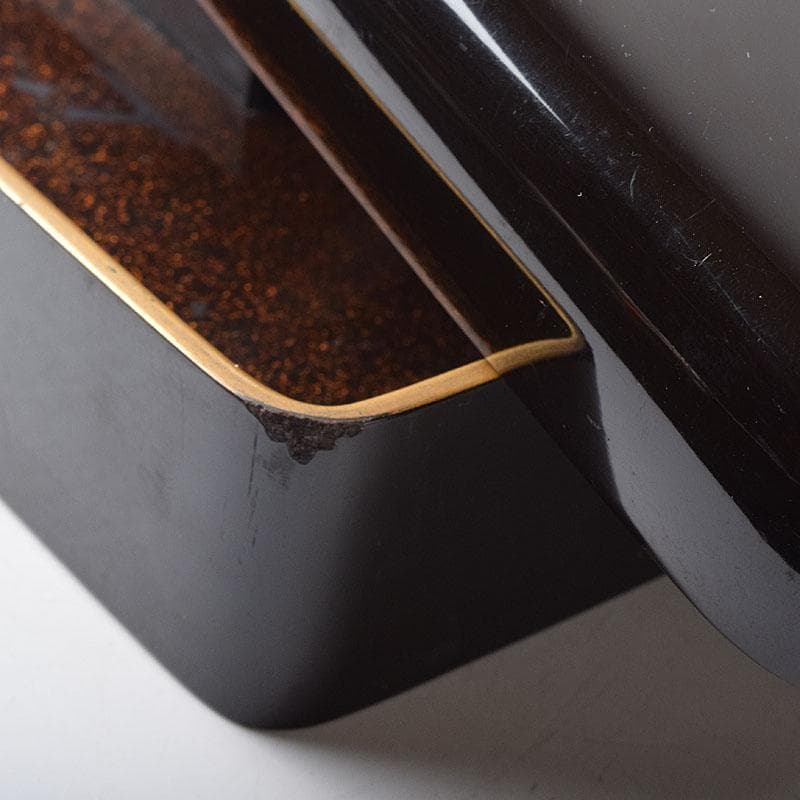 書道具　黒漆　囲碁文　硯箱　水滴・硯・時代箱付　D　R8750