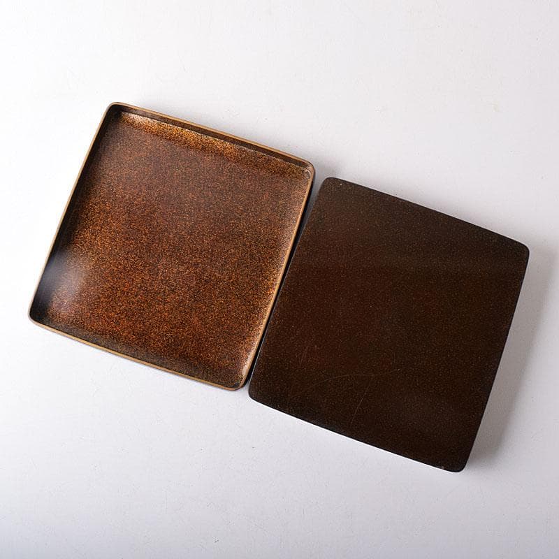 書道具　黒漆　囲碁文　硯箱　水滴・硯・時代箱付　D　R8750