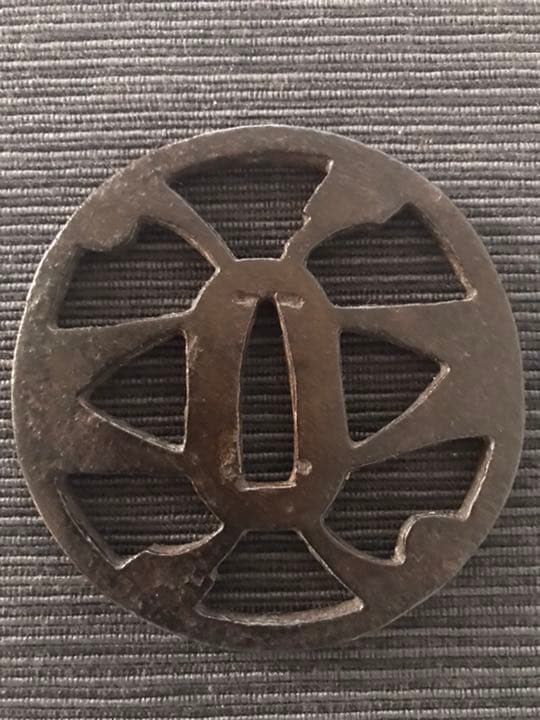 鍔　尾張鍔　風神雷太鼓　大刀用鉄鍔　古鍔