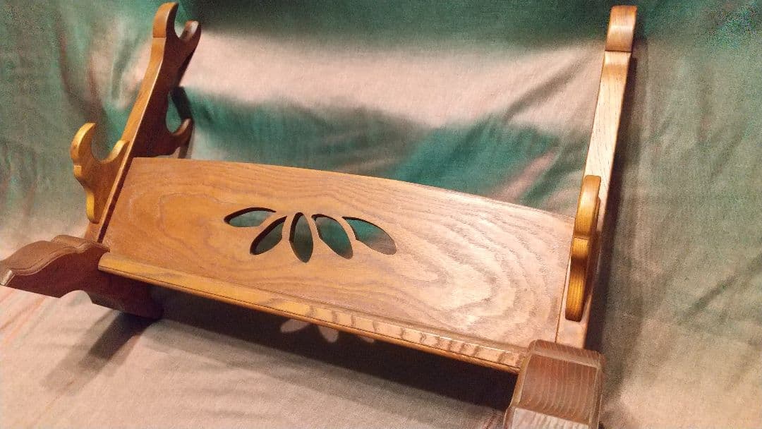 【木目三本掛け】刀掛け 三本掛け 刀台 刀置き 刀台座 スタンド 家紋 日本刀