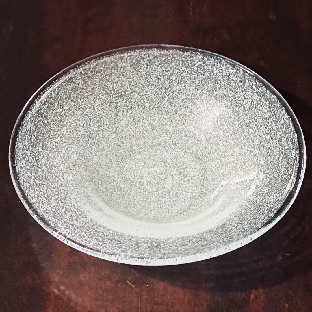 横山秀樹　皿鉢　白泡　吹きガラス