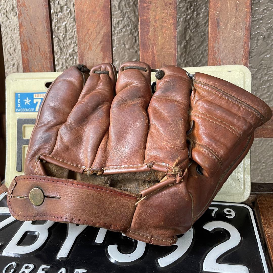 40s〜50sOLDアメリカアンティーク野球グローブ本革レザーUSAヴィンテージ
