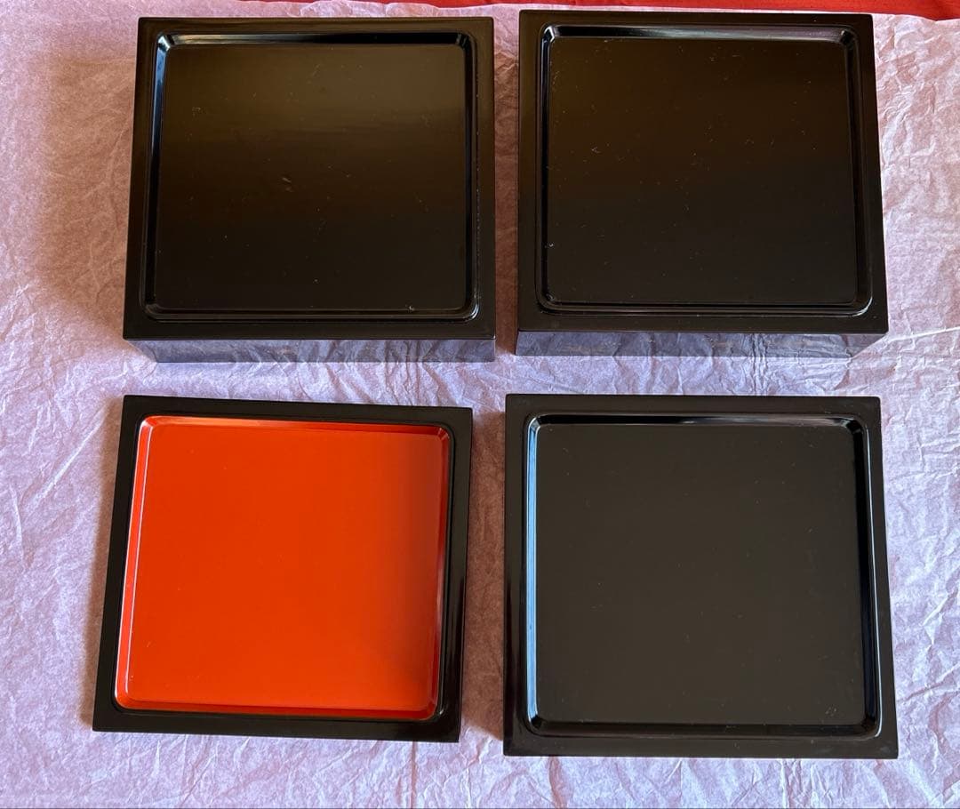 輪島塗 三段重箱 内朱 木箱入り 未使用 蔵整理 松竹梅