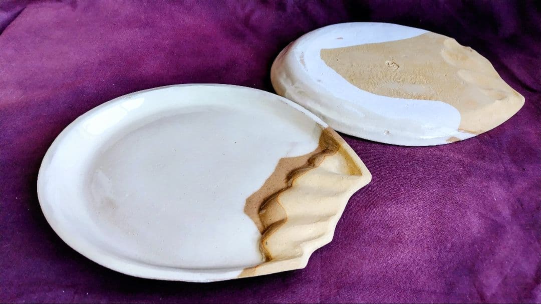 白釉八寸楕円皿 4枚 (未使用 新品同様)