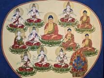 【真作】絵画　日本画　荘厳なる十三仏曼荼羅図　十三尊が導く浄土の光　X137