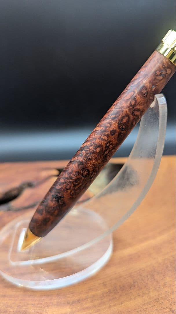 563超極上　本花梨　瘤杢　木軸シャーペン　ボールペン　サポニンあり