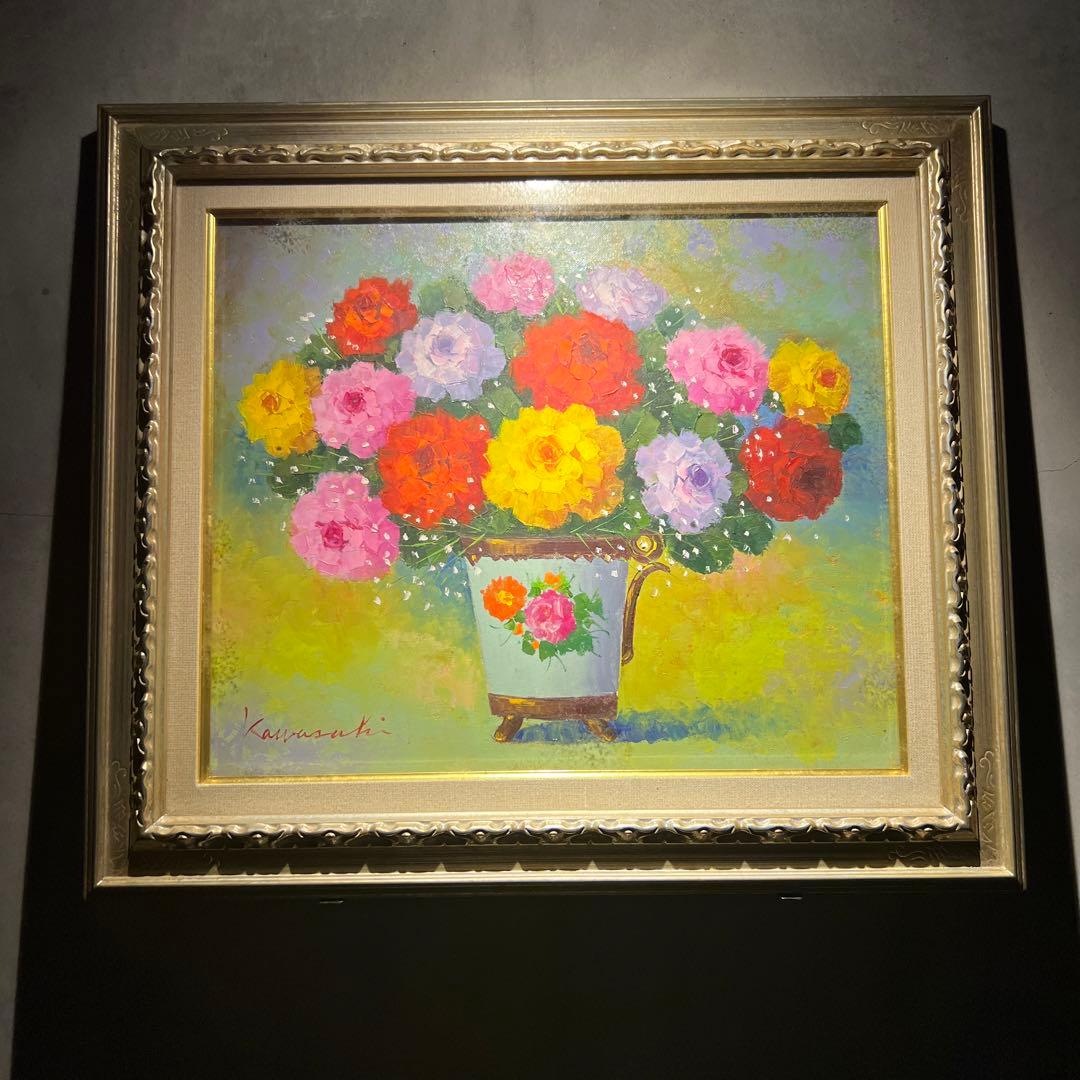 美品　肉質画　河崎久二　薔薇