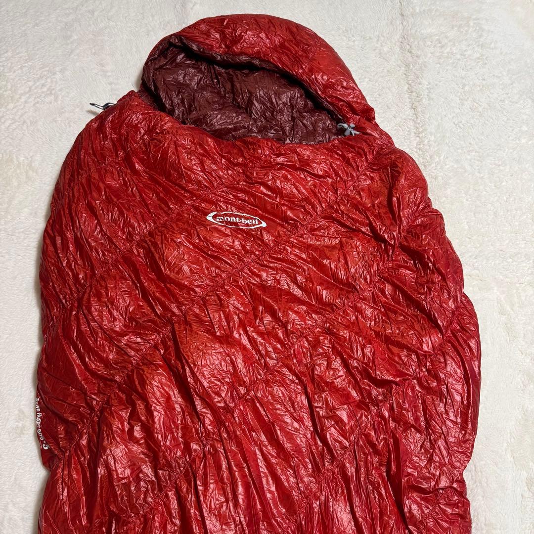 極美品モンベル800FP ダウンハガー800 #3 R/ZIPシュラフ　レッド