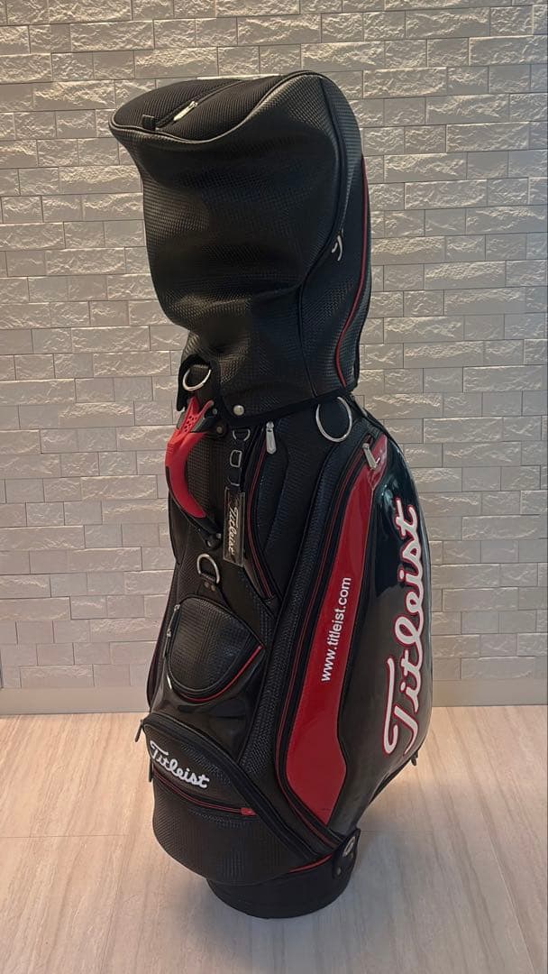 タイトリスト キャディバッグ ホワイト レッド　ブラック ゴルフ 刺繍