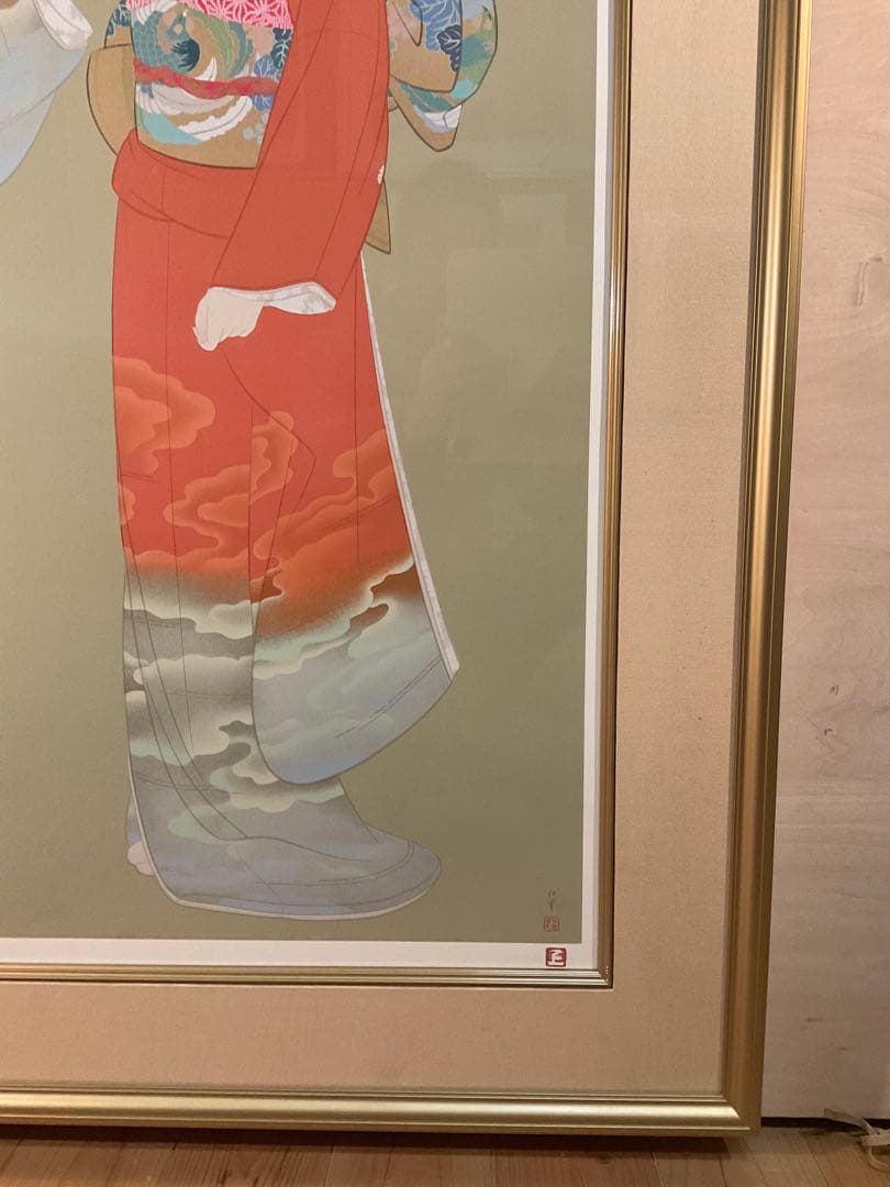 上村松園　「序の舞」　シルクスクリーン　落款・エディション・作品証明シール有り