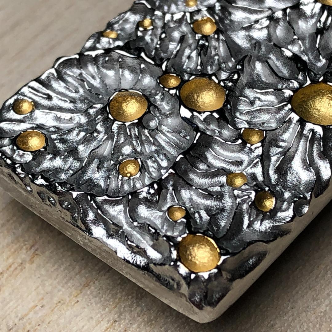 パラサイト隕石 　ペンダントトップ　石鉄隕石　セリコ隕石 銀　共箱