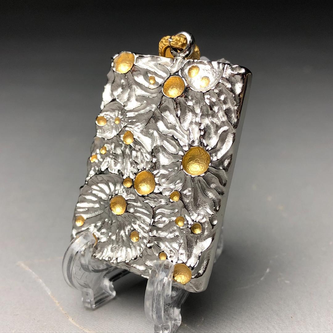 パラサイト隕石 　ペンダントトップ　石鉄隕石　セリコ隕石 銀　共箱