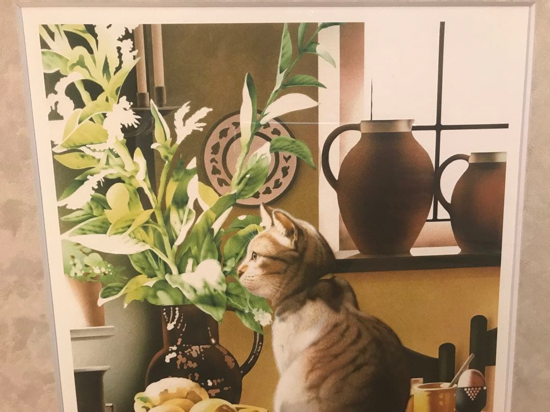 村松誠　「猫」　リトグラフ　直筆サイン・落款・エディション有り