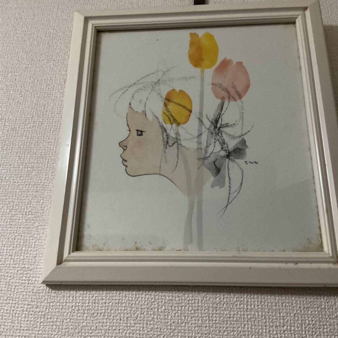 岩崎千尋 色紙複製画 色紙用木枠額装 前面ガラス仕様