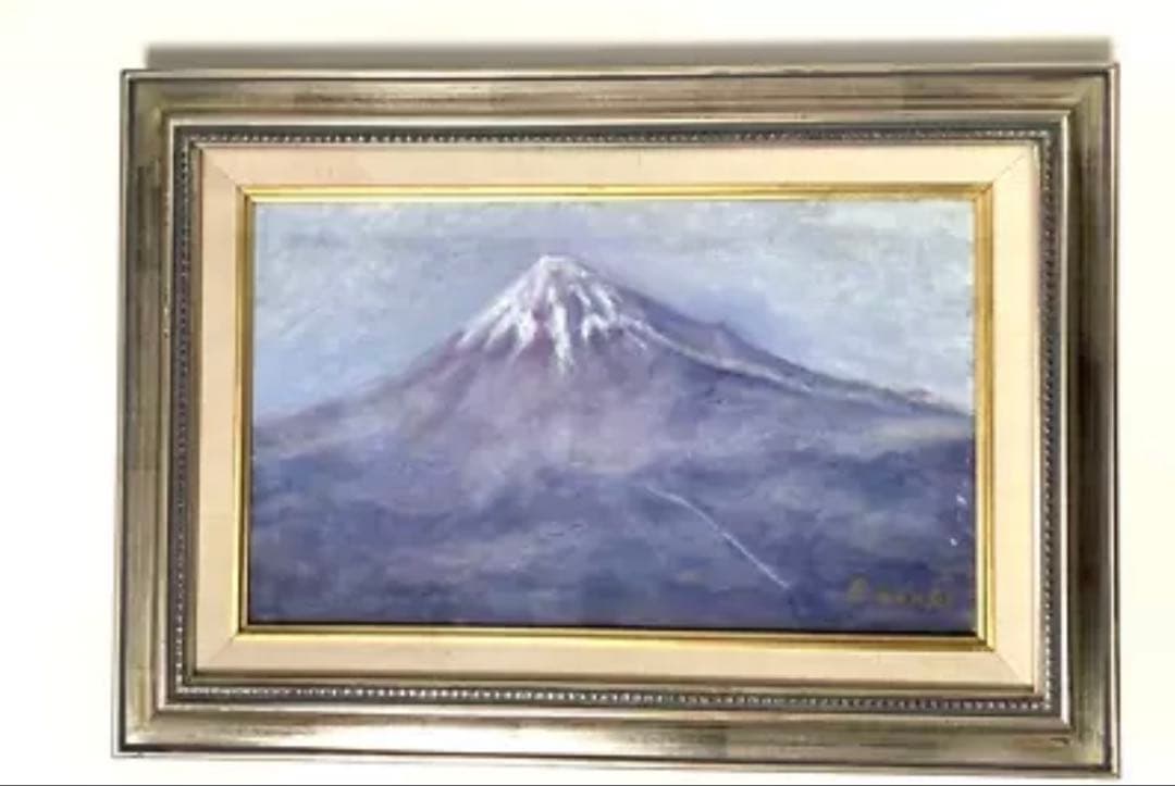 油彩画 富士山 絵画 額縁付き インテリア 壁掛け 43cm x 60cm