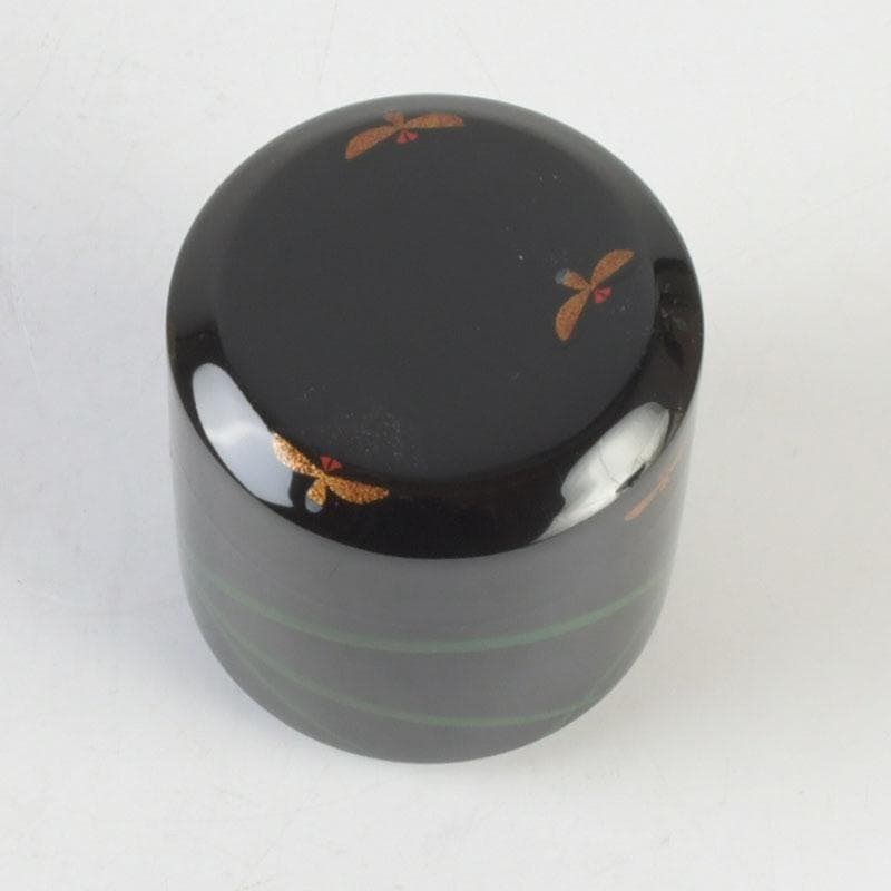 茶道具　山中塗　中村宗悦作　即中斎好写　蛍早苗蒔絵　雪吹棗　共布共箱　V9826