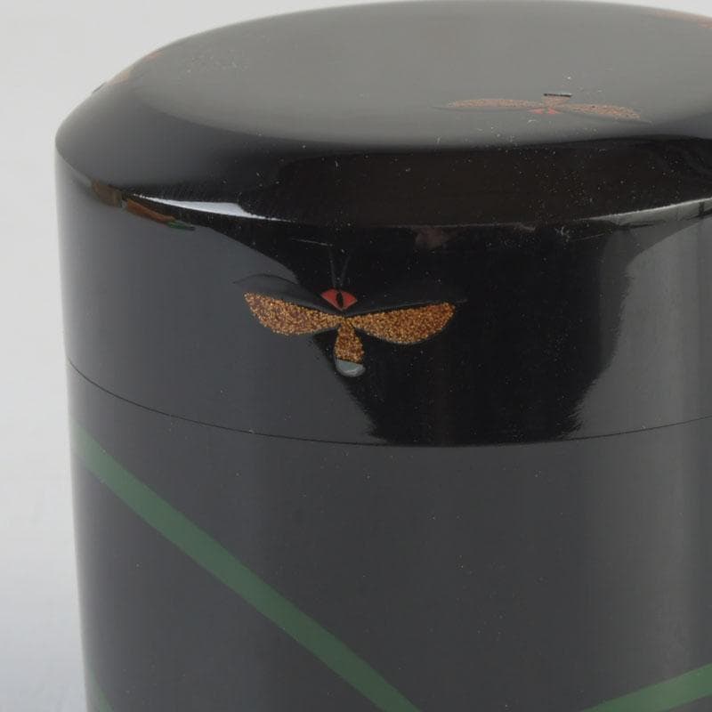 茶道具　山中塗　中村宗悦作　即中斎好写　蛍早苗蒔絵　雪吹棗　共布共箱　V9826