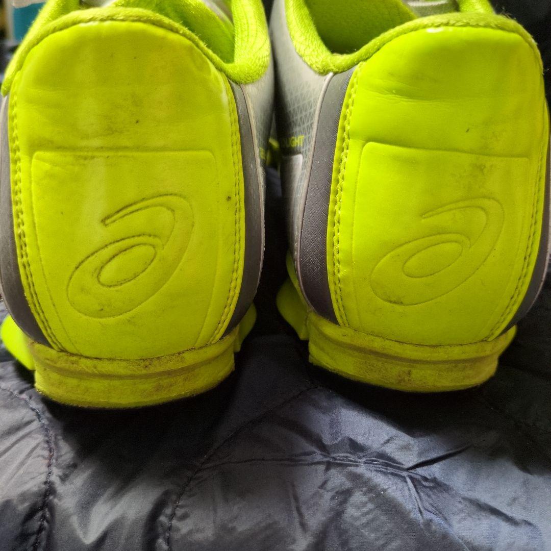 ASICS スパイクシューズ シルバー/ライムグリーン