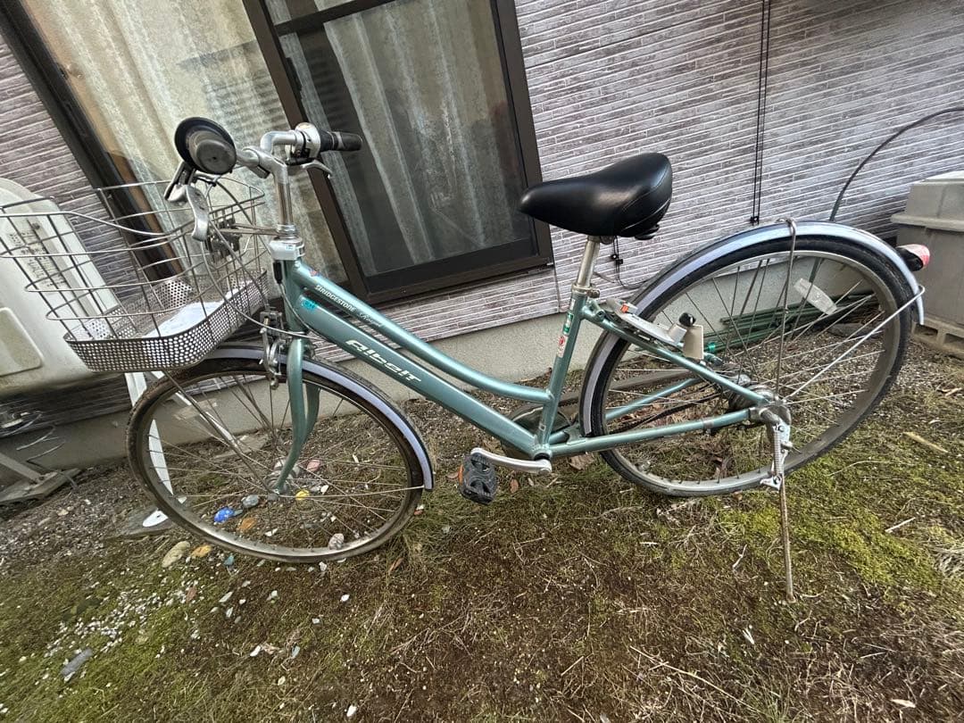 シティサイクル 青緑色 前カゴ付き