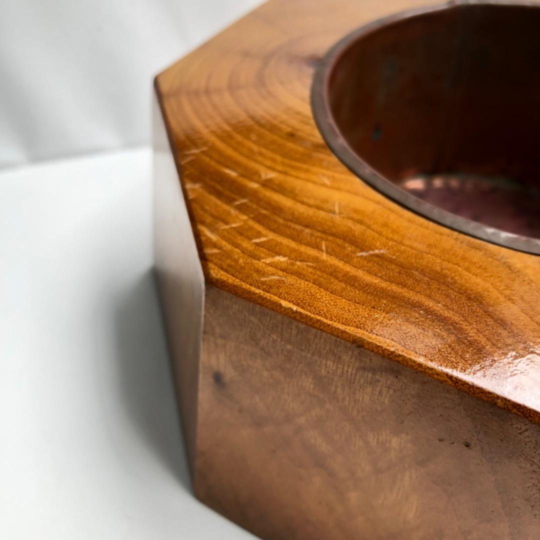 古民具　卓上火鉢　木製 八角形 小型　茶道